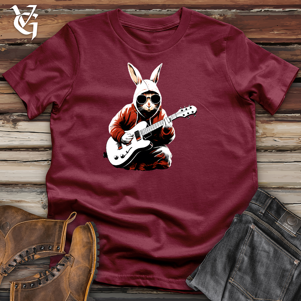 Rabbit Playing With Guitar Cotton Tee