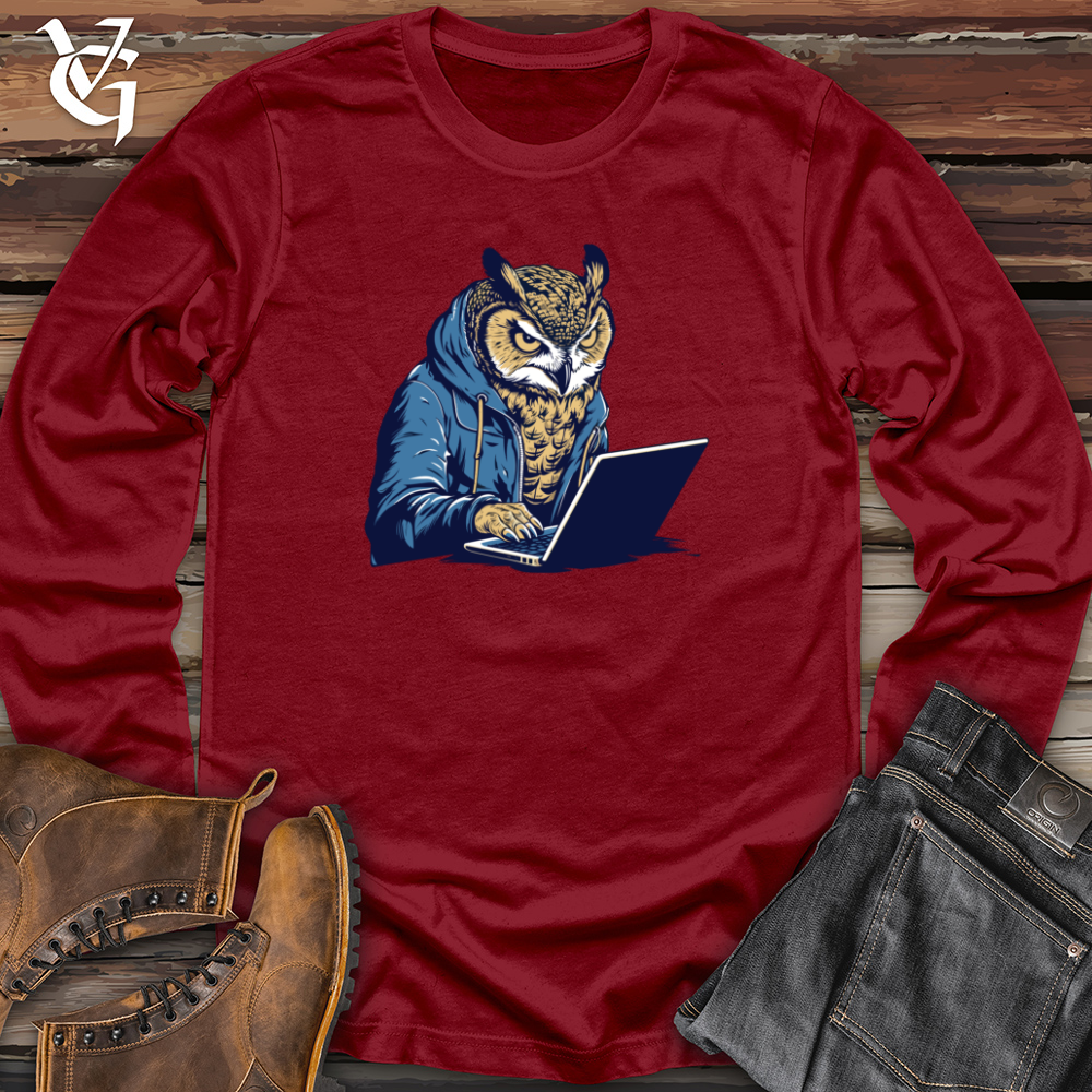 Retro Wise Tech Owl Long Sleeve