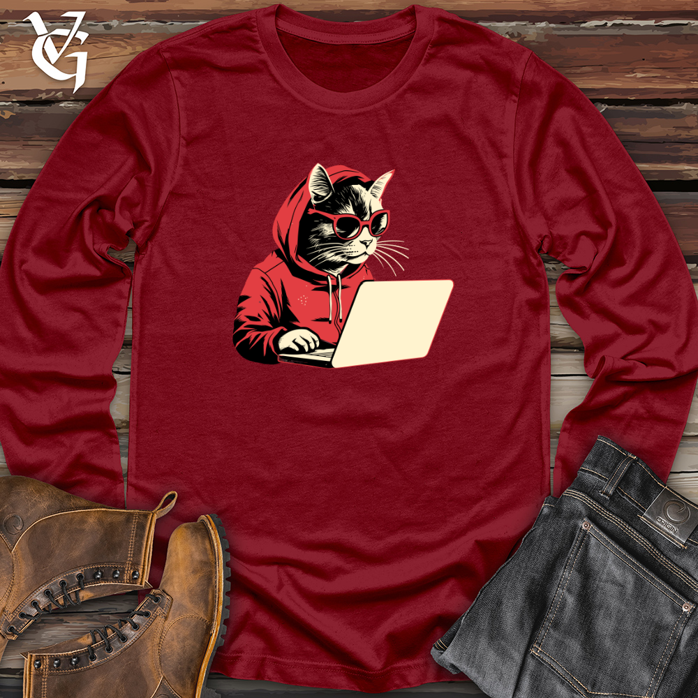 Retro Techy Cat Long Sleeve