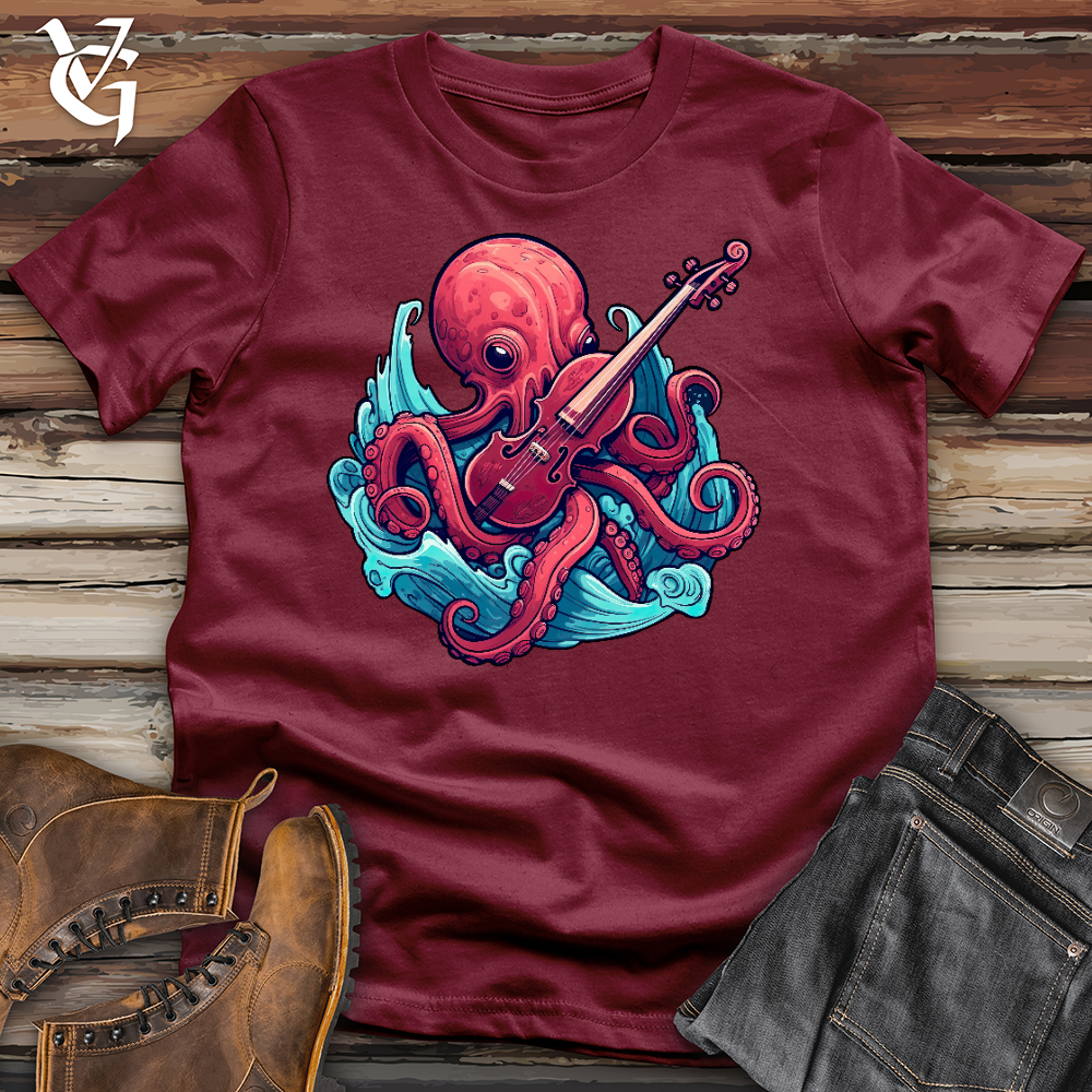 Octopus Playing a Violin Cotton Tee