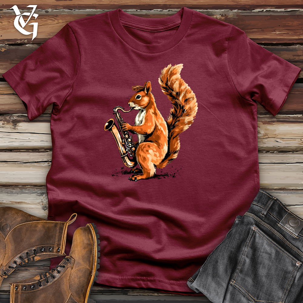 Squirrel Playing The Saxophone Cotton Tee