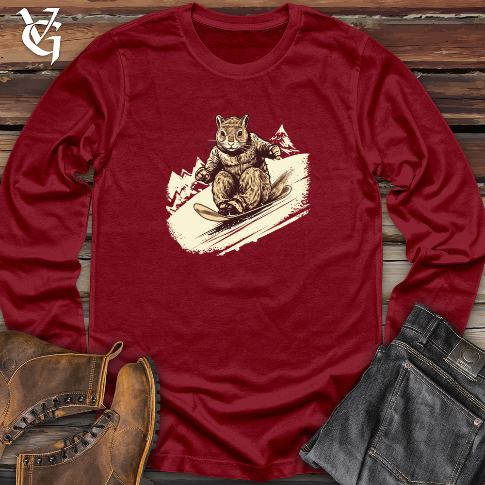 Vintage Sledding Squirrel Long Sleeve