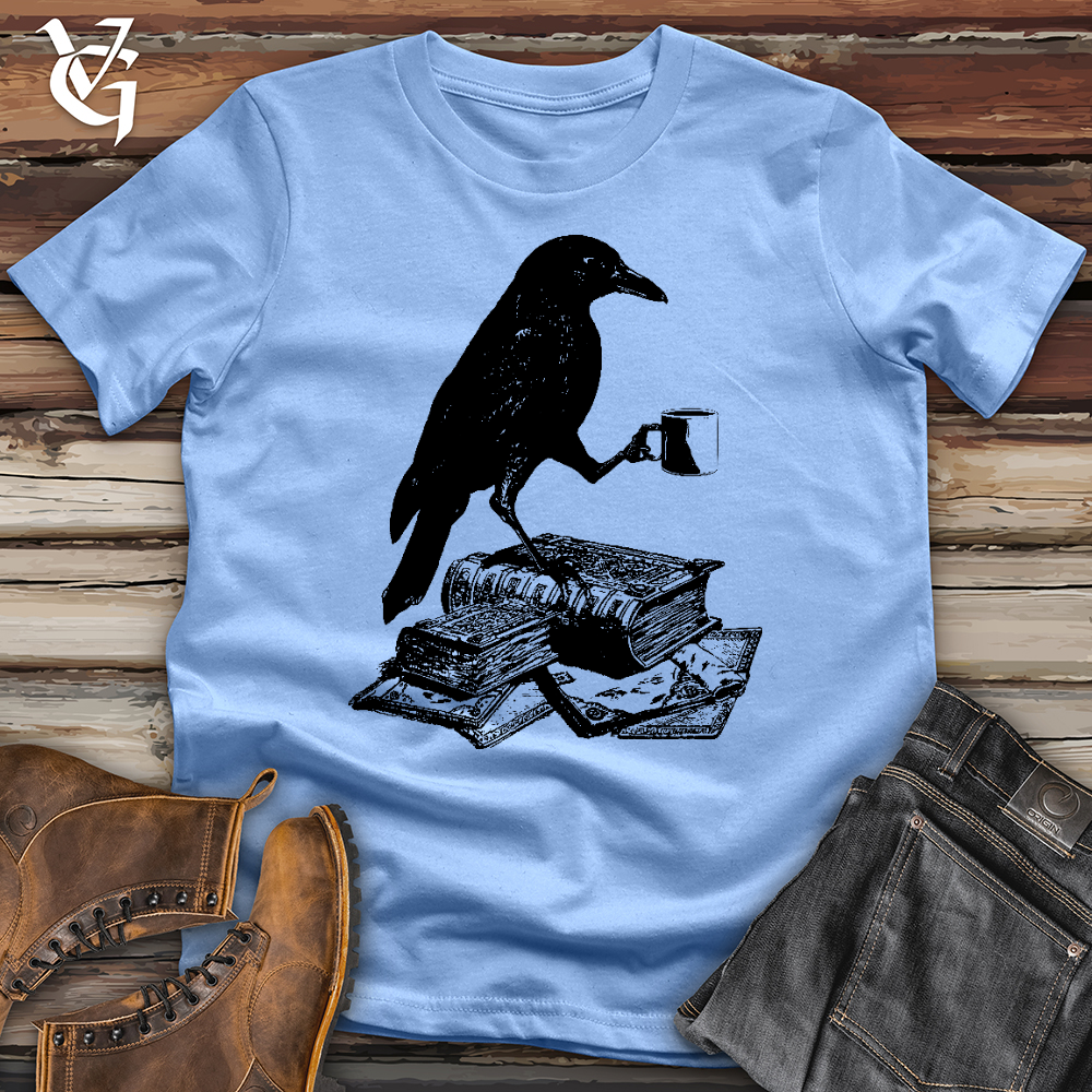 Reading Raven Holding Coffee Softstyle Tee