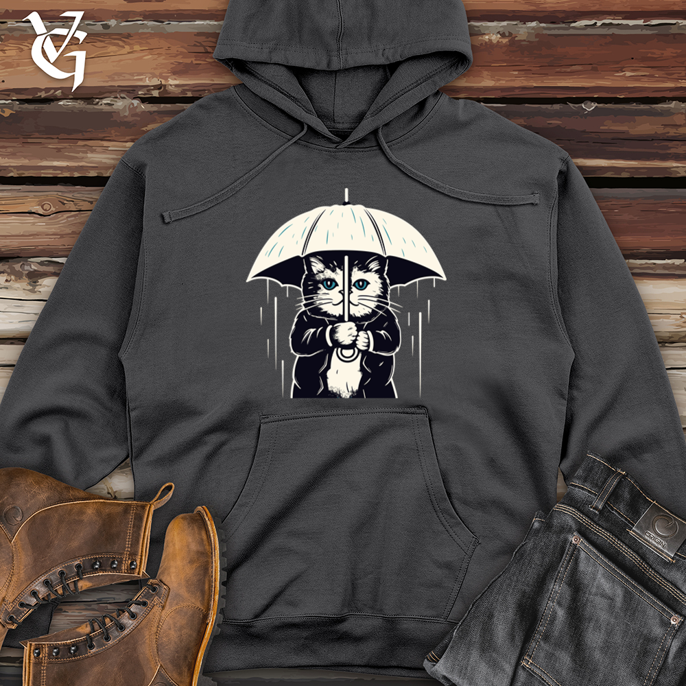 Cat Whiskered Weather Umbrella Purr-tection Midweight Hooded Sweatshirt