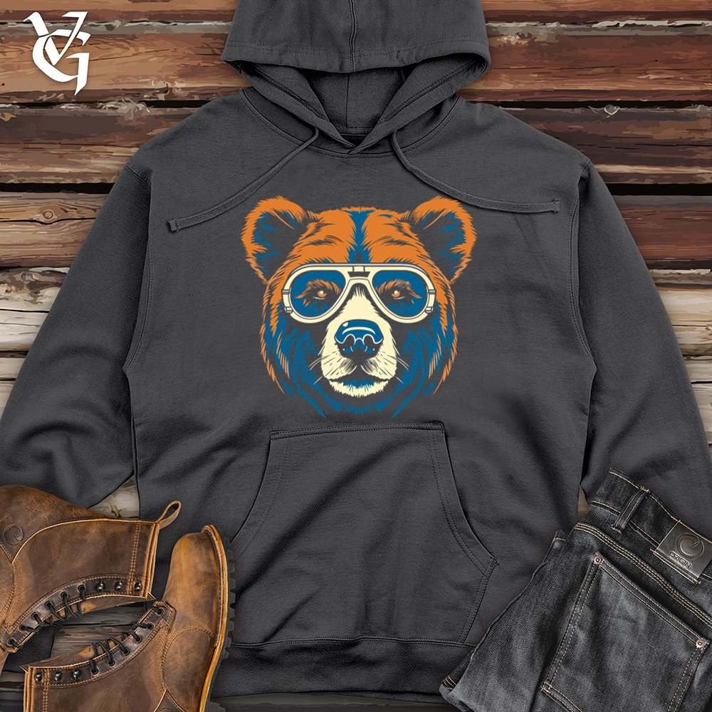 Retro Aviator Bear Bicycle Midweight Hooded Sweatshirt