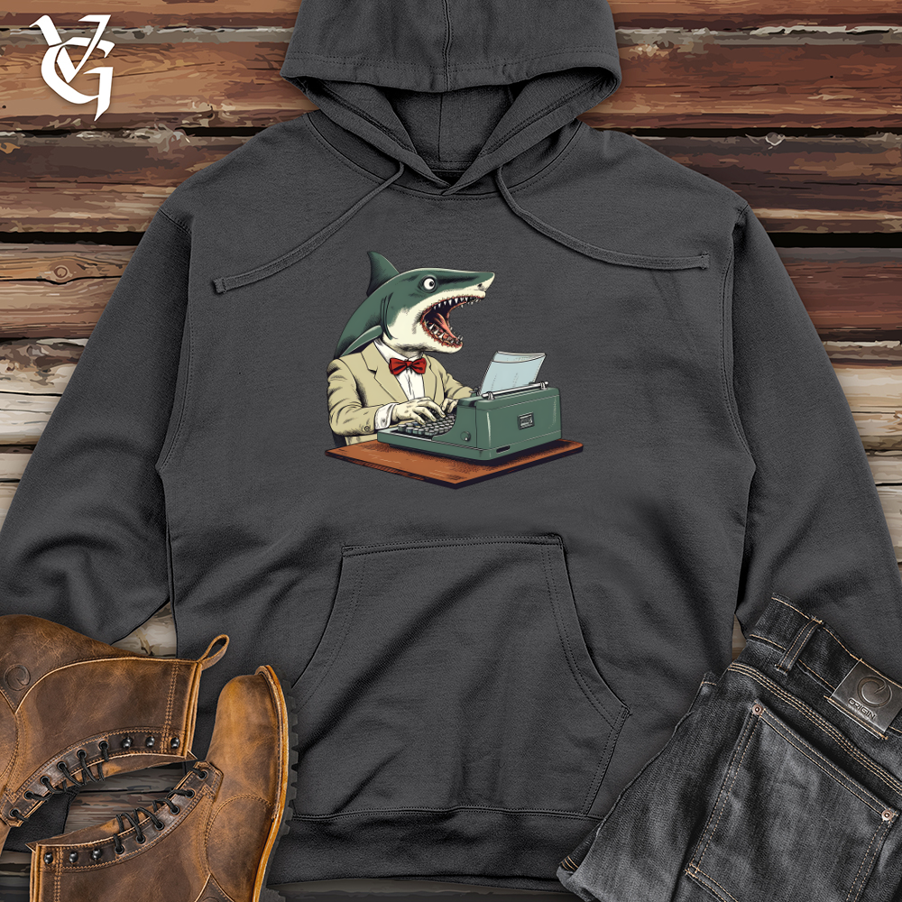 Punny Shark Wordsmith Midweight Hooded Sweatshirt