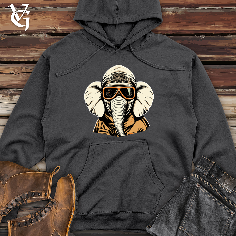 Vintage Ski Masked Elephant Midweight Hooded Sweatshirt