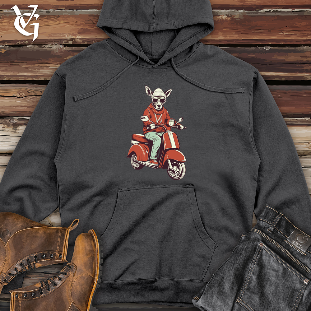 Vintage Scooting Deer Midweight Hooded Sweatshirt