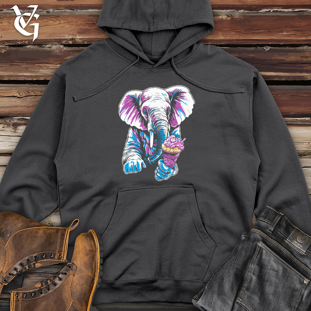 Retro Cosmic Ice Cream Elephant Midweight Hooded Sweatshirt