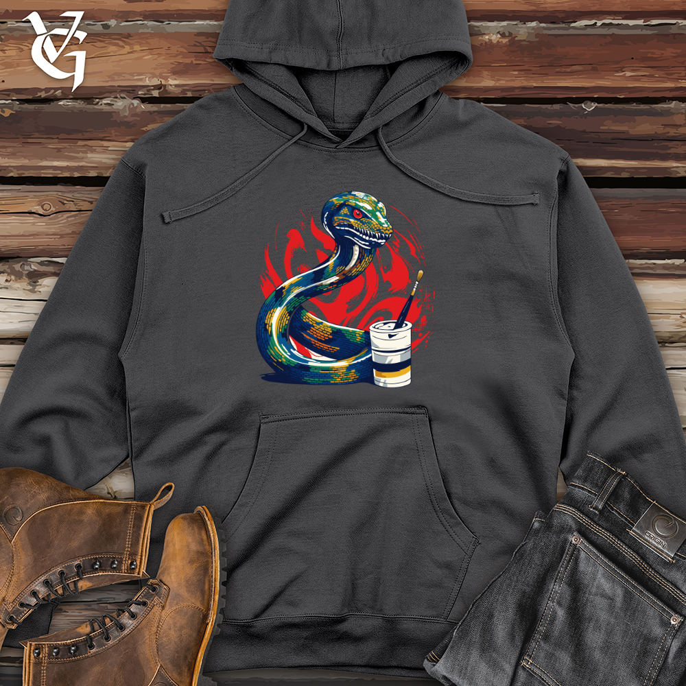 Abstract Serpent Strokes Midweight Hooded Sweatshirt