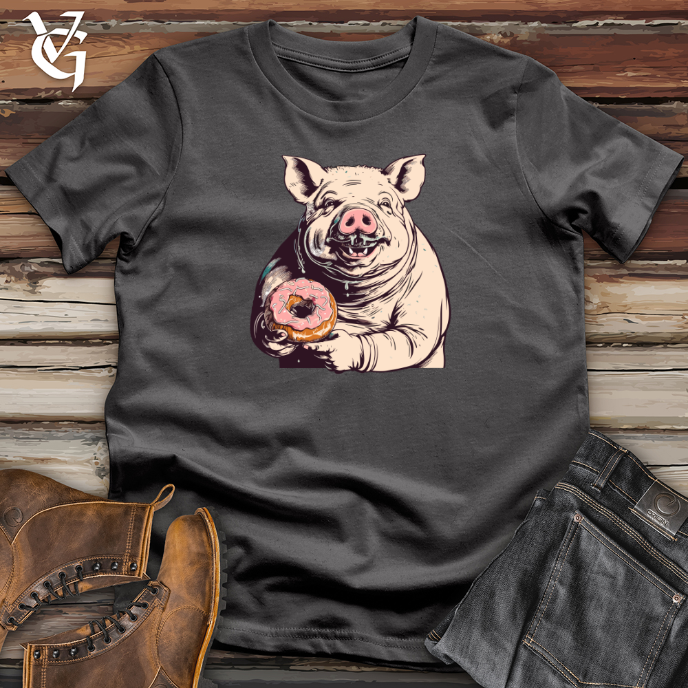 Retro Donut Devouring Pig Softstyle Tee