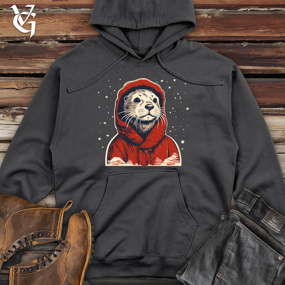 Retro Cozy Otter Midweight Hooded Sweatshirt