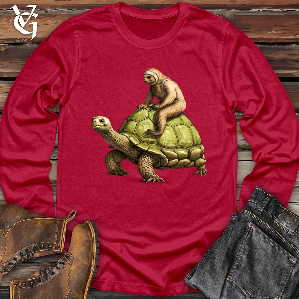 Sloth Riding the Turtle Softstyle Long Sleeve