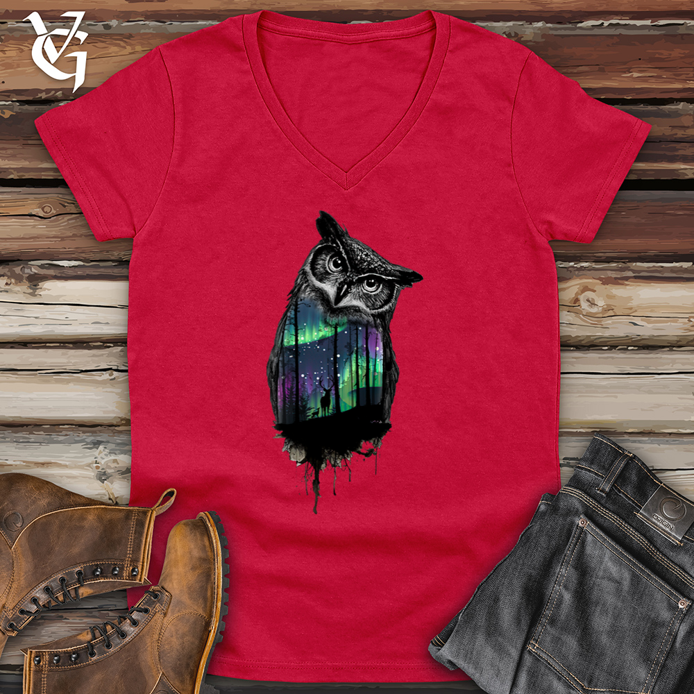 Northern Lights Owl Softstyle V-Neck