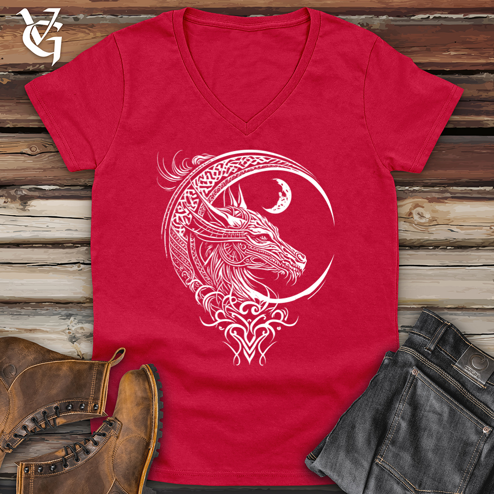 Celtic Dragon and Moon Softstyle V-Neck