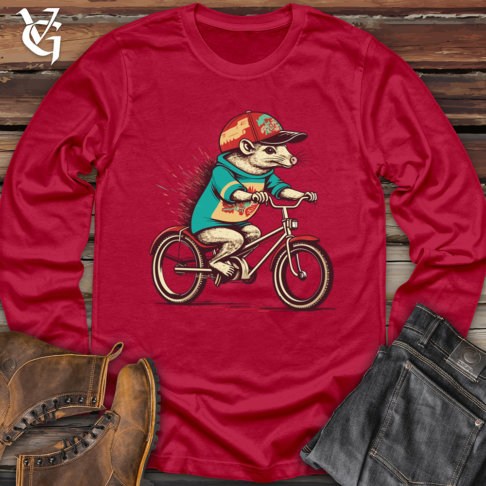 Viking Goods Armadillo Retro Bike Ride Fiesta Softstyle Long Sleeve Cherry Red / L