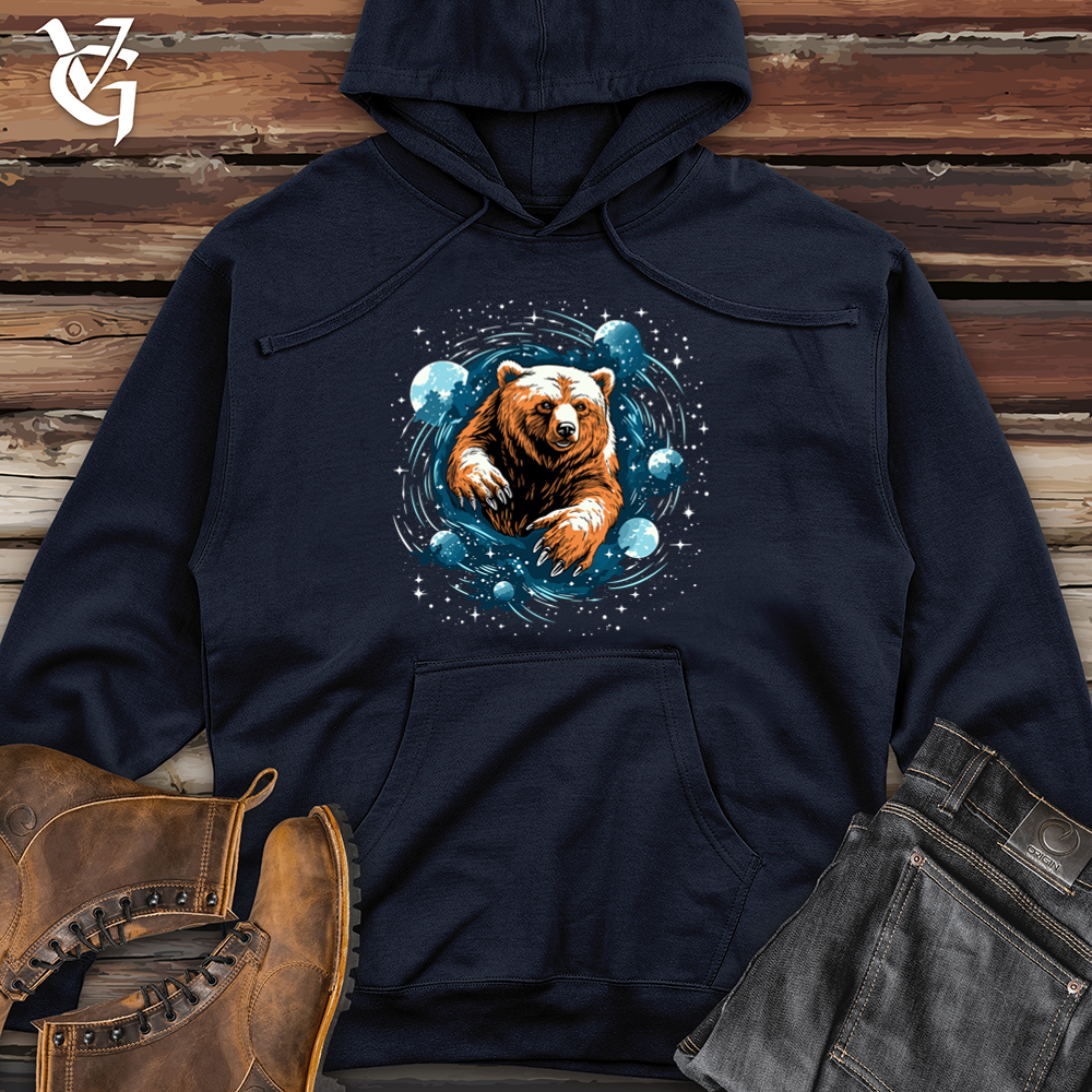 Retro Cosmic Flight Bear Midweight Hooded Sweatshirt