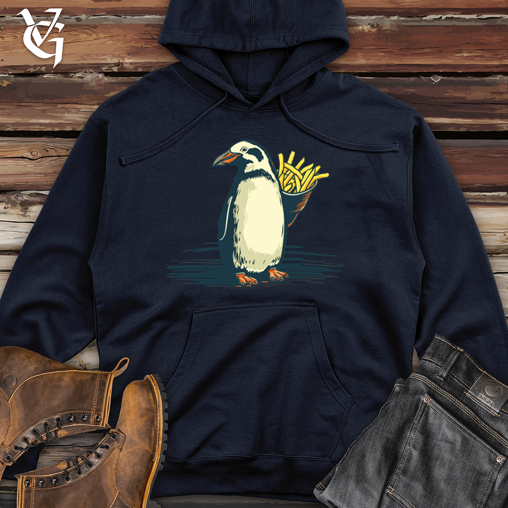 Vintage Fry Loving Penguin 01 Midweight Hooded Sweatshirt