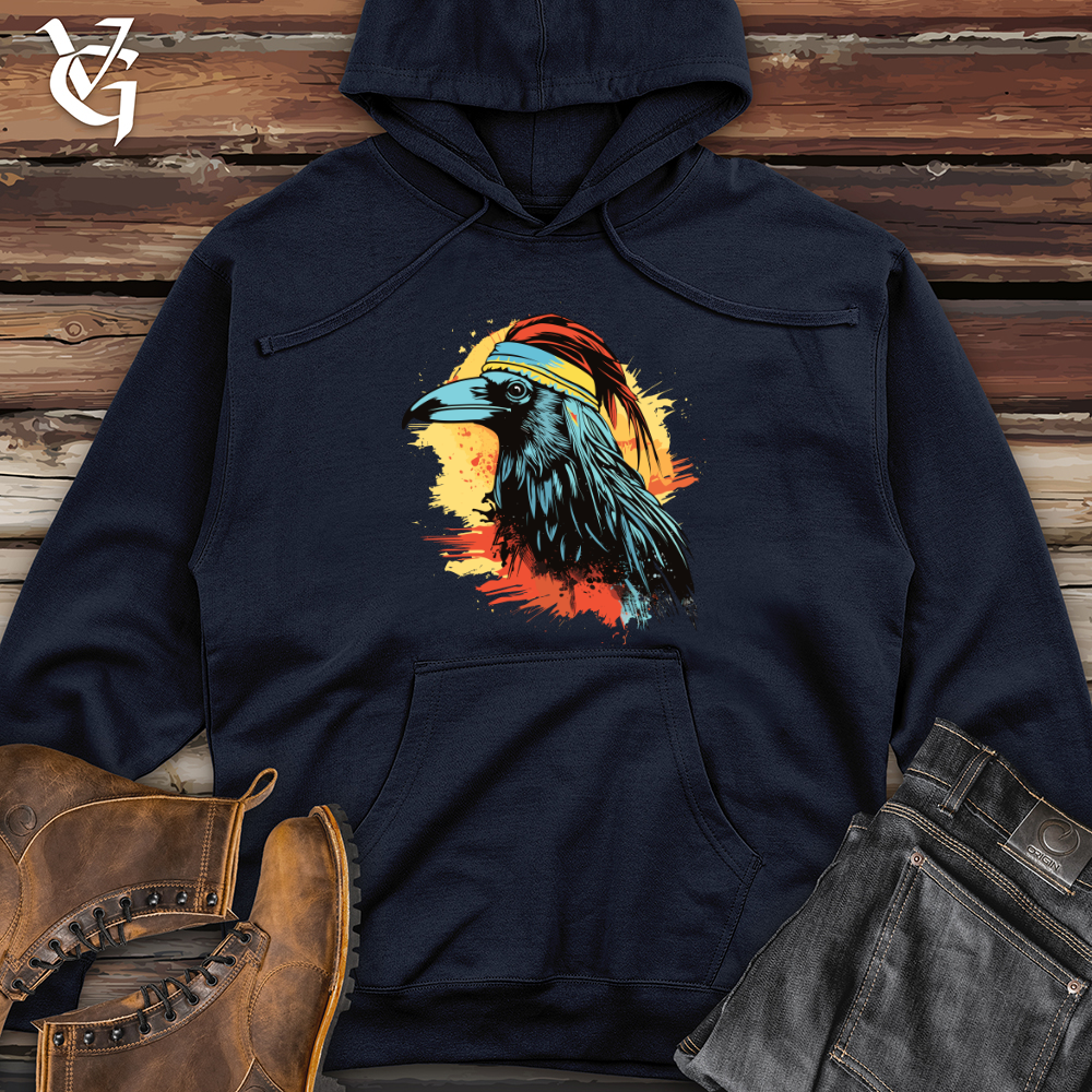 Retro Surfing Raven Midweight Hooded Sweatshirt
