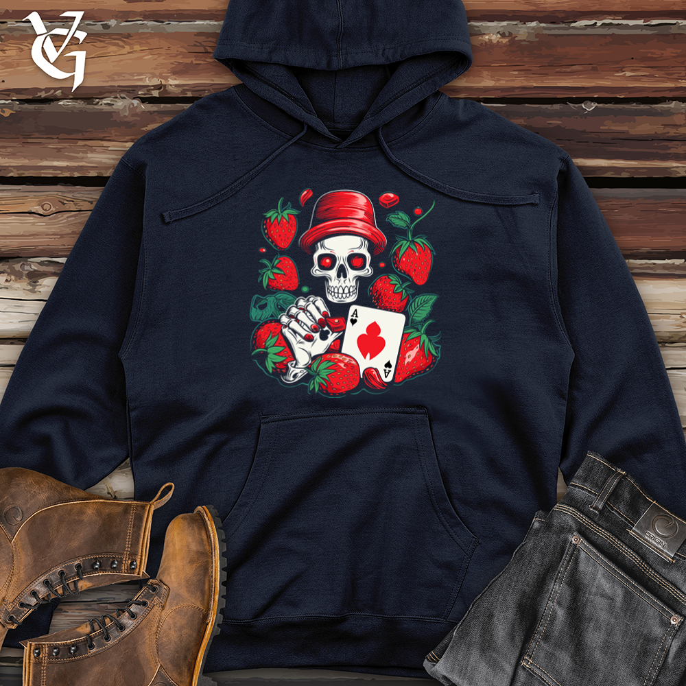 Whimsical Strawberry Gambler Midweight Hooded Sweatshirt