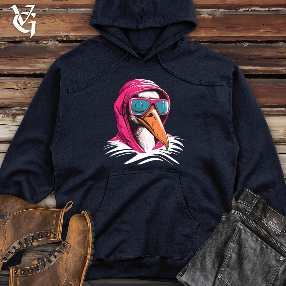 Vintage Ski Masked Flamingo Midweight Hooded Sweatshirt