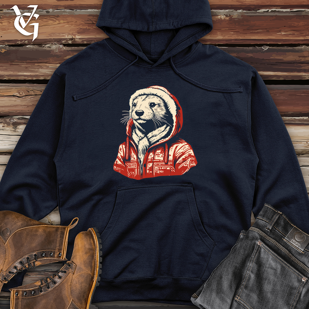 Retro Snuggly Otter Midweight Hooded Sweatshirt