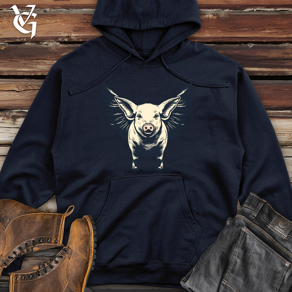 Vintage Winged Swine Midweight Hooded Sweatshirt