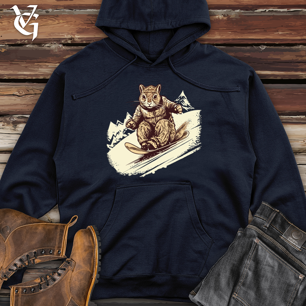 Vintage Sledding Squirrel Midweight Hooded Sweatshirt