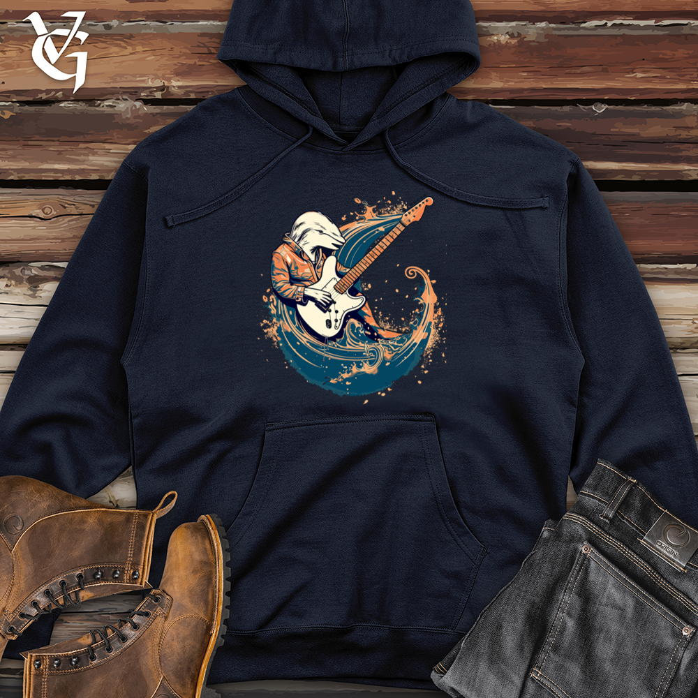 Vintage Cosmic Guitar Dolphin Midweight Hooded Sweatshirt