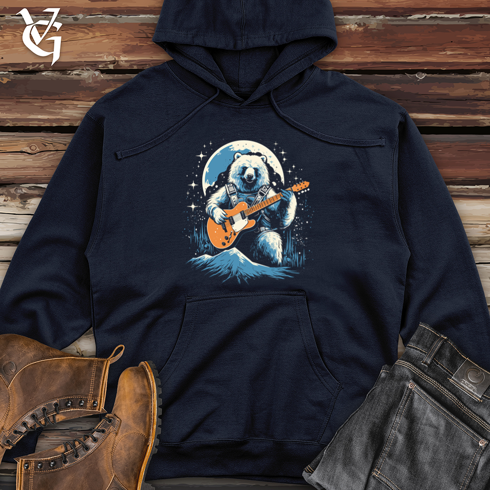 Retro Cosmic Guitar Bear Midweight Hooded Sweatshirt