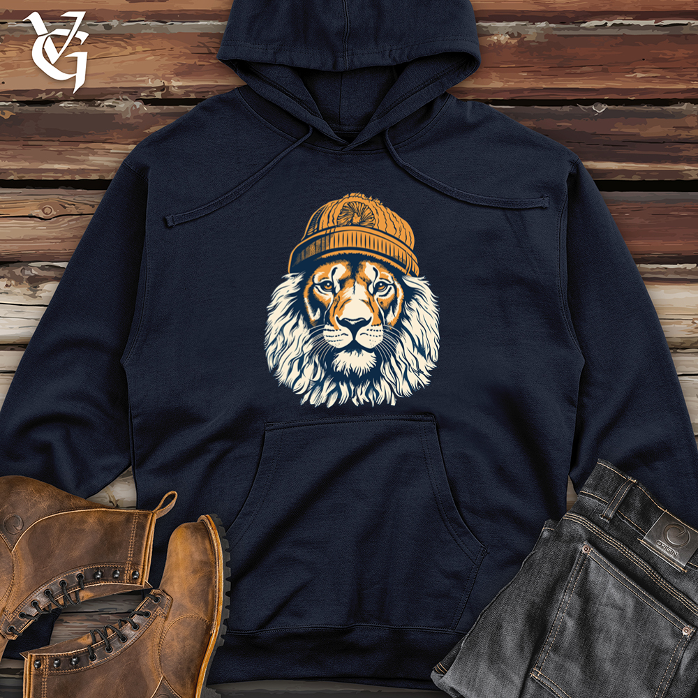 Retro Pompom Snow Hat Lion Midweight Hooded Sweatshirt