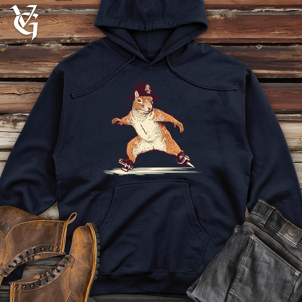 Vintage Skating Squirrel Midweight Hooded Sweatshirt