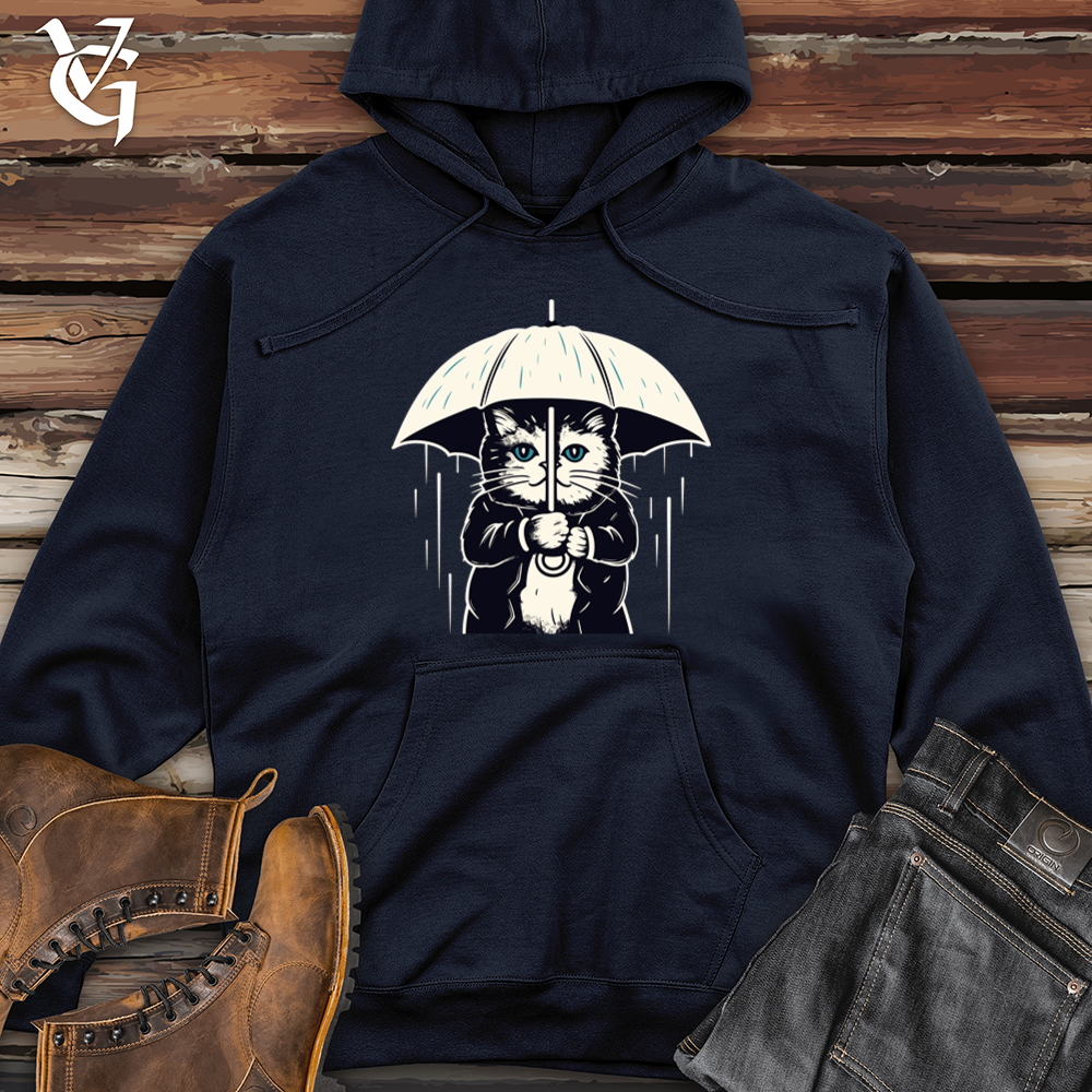 Cat Whiskered Weather Umbrella Purr-tection Midweight Hooded Sweatshirt