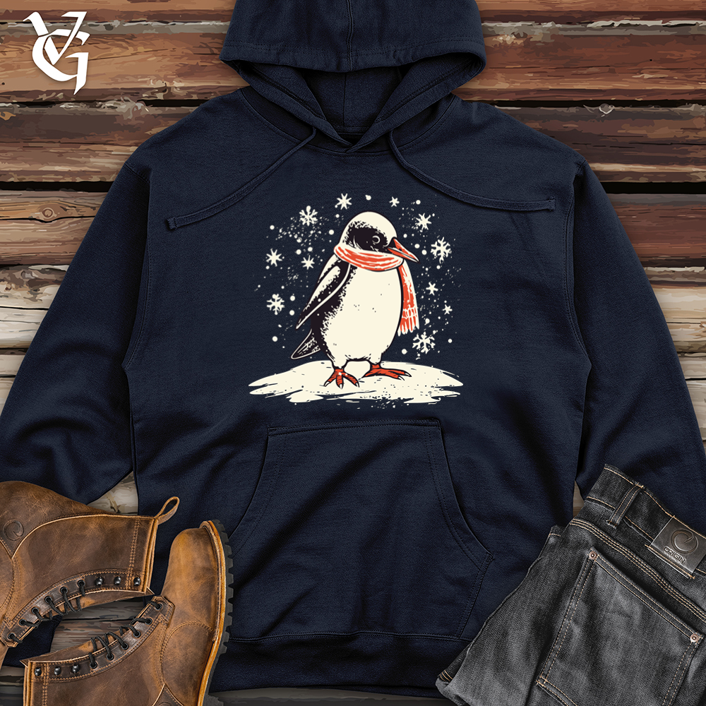 Vintage Snowy Penguin Midweight Hooded Sweatshirt