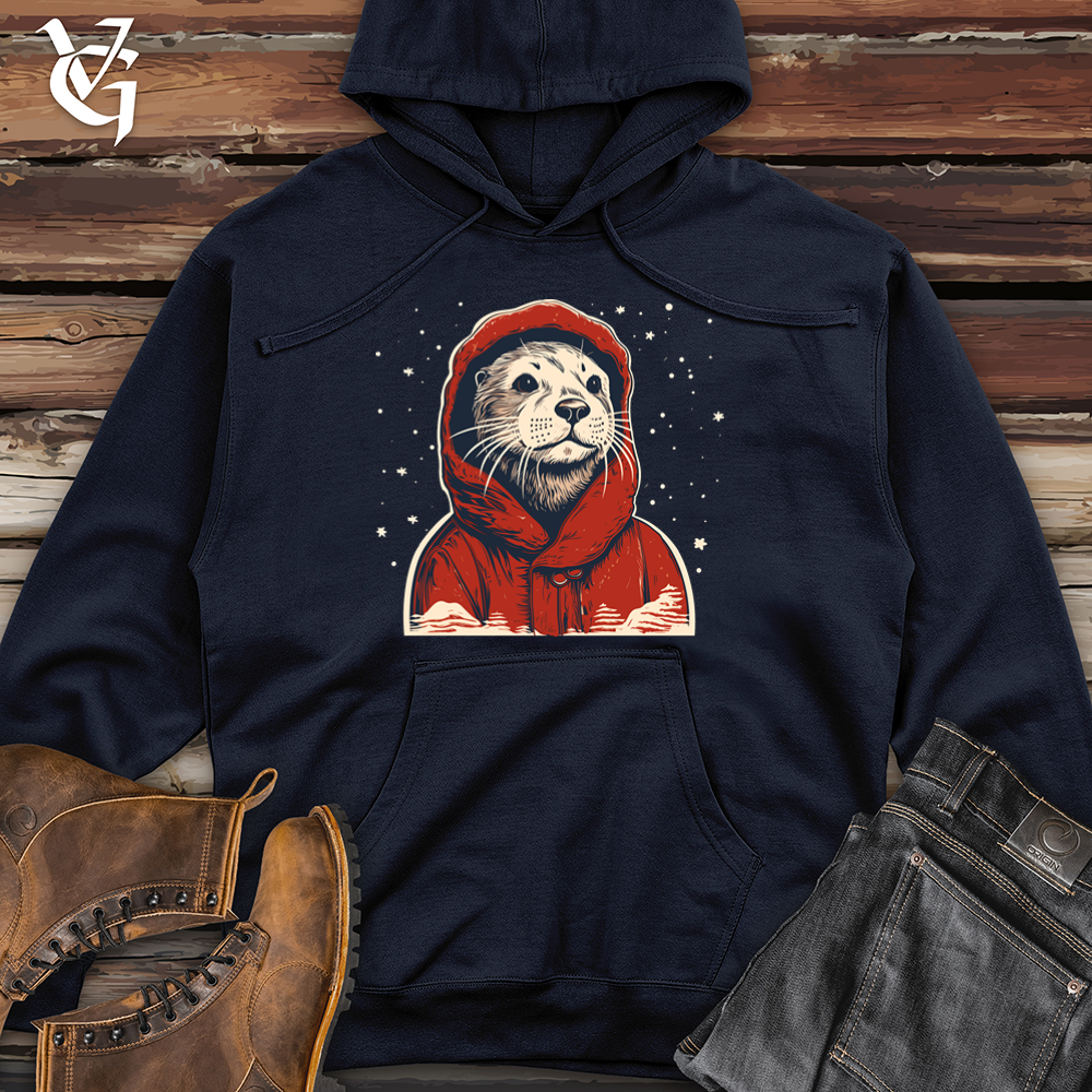 Retro Cozy Otter Midweight Hooded Sweatshirt