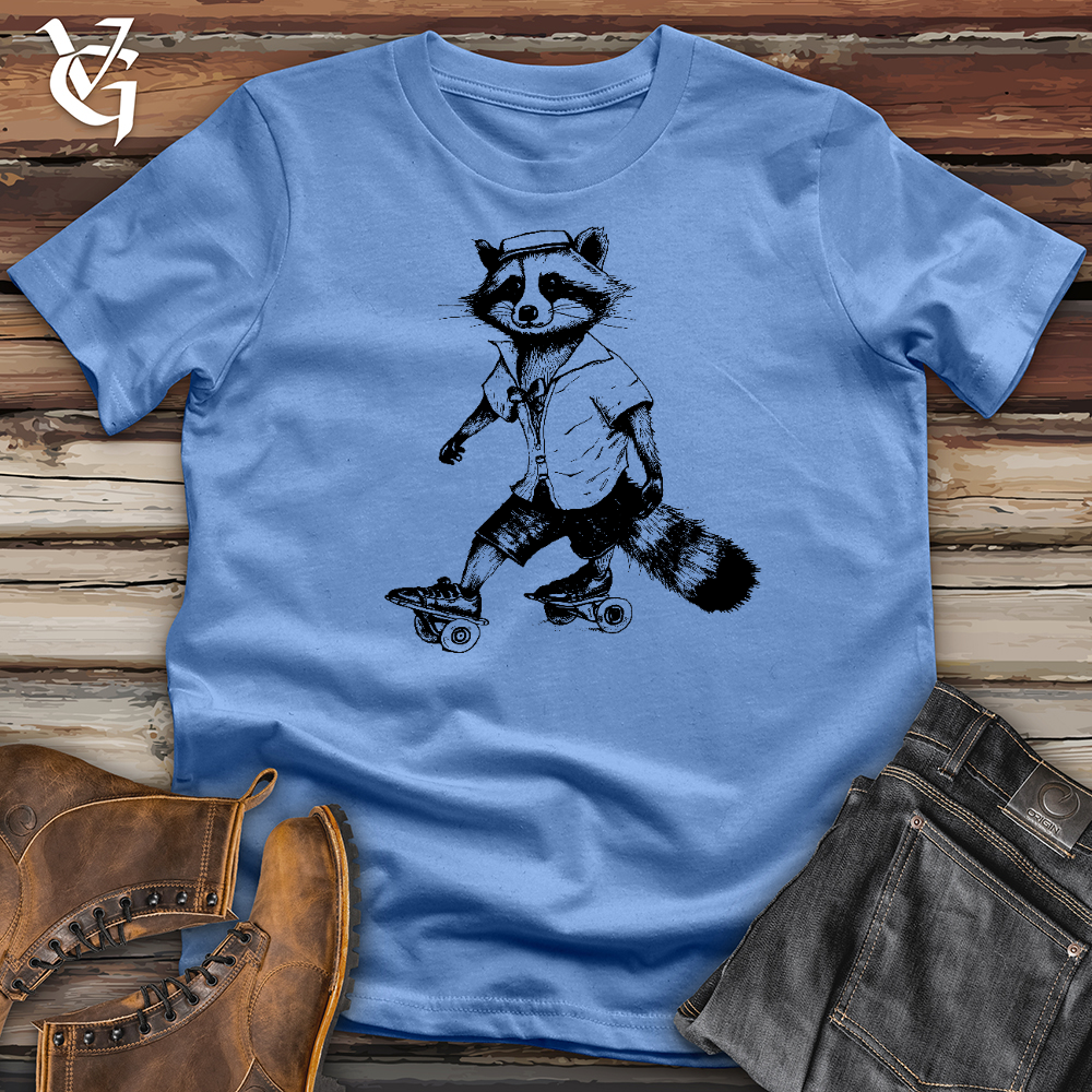 Raccoon On Roller Skates Cotton Tee