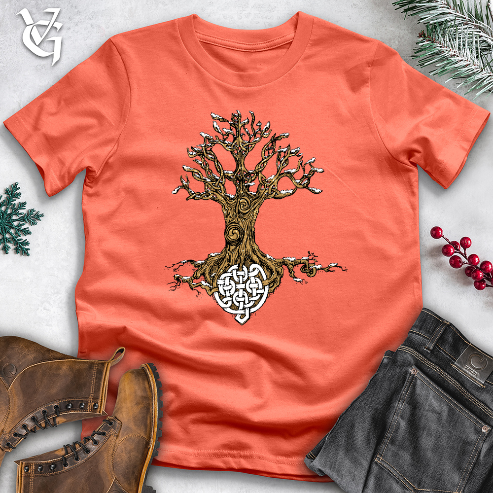 Viking Goods Celtic Roots With Snow Cotton Tee Coral / L