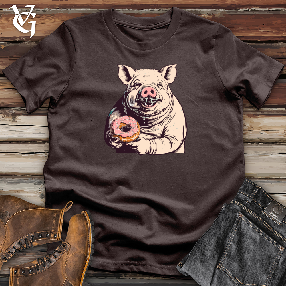 Retro Donut Devouring Pig Softstyle Tee