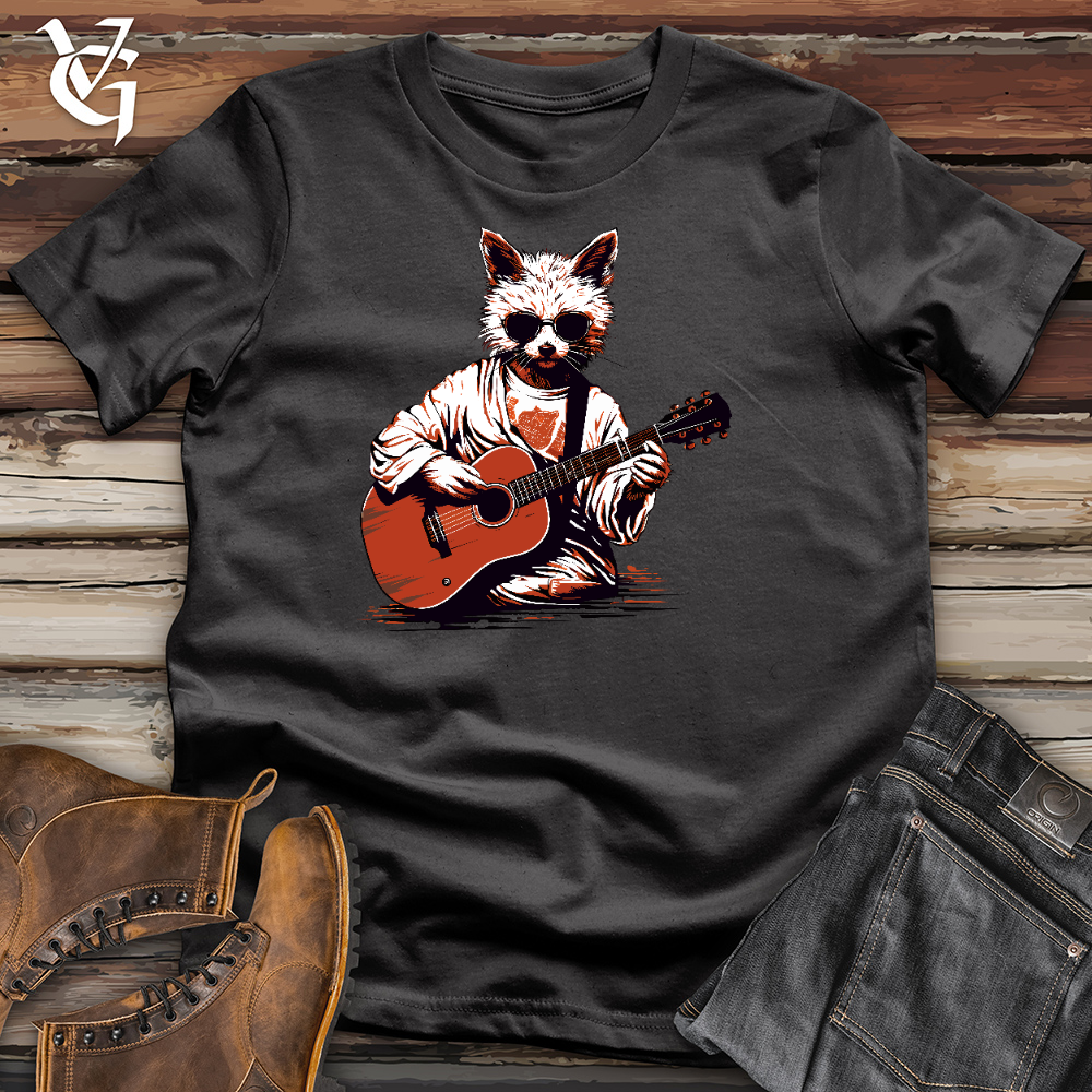 Super Cool Cat Playing Guitar Cotton Tee