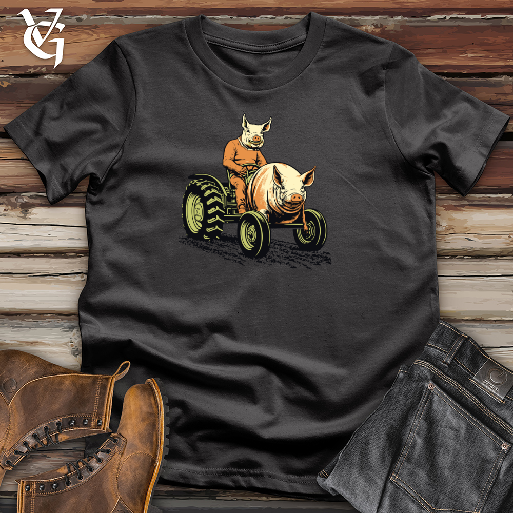 Vintage Tractor Riding Pig Cotton Tee