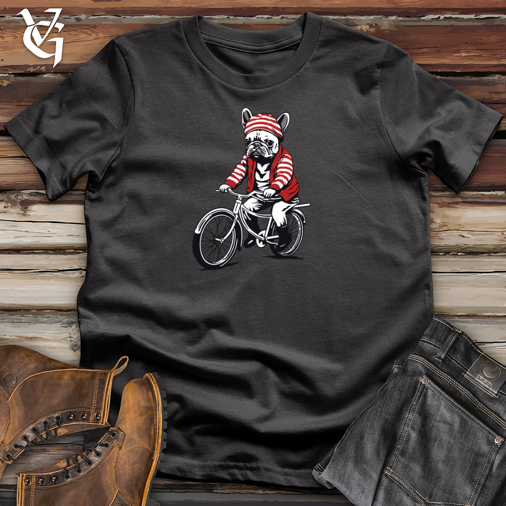 Retro Bike Riding Frenchie Cotton Tee