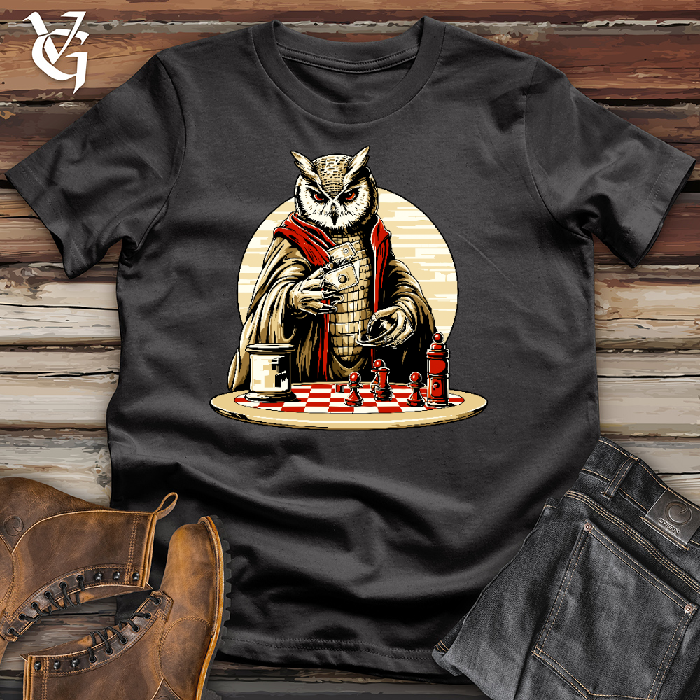 Owl Playing Chess Cotton Tee