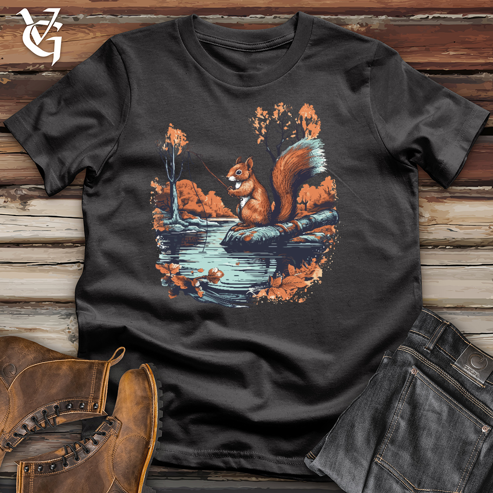 Fishing Squirrel Cotton Tee