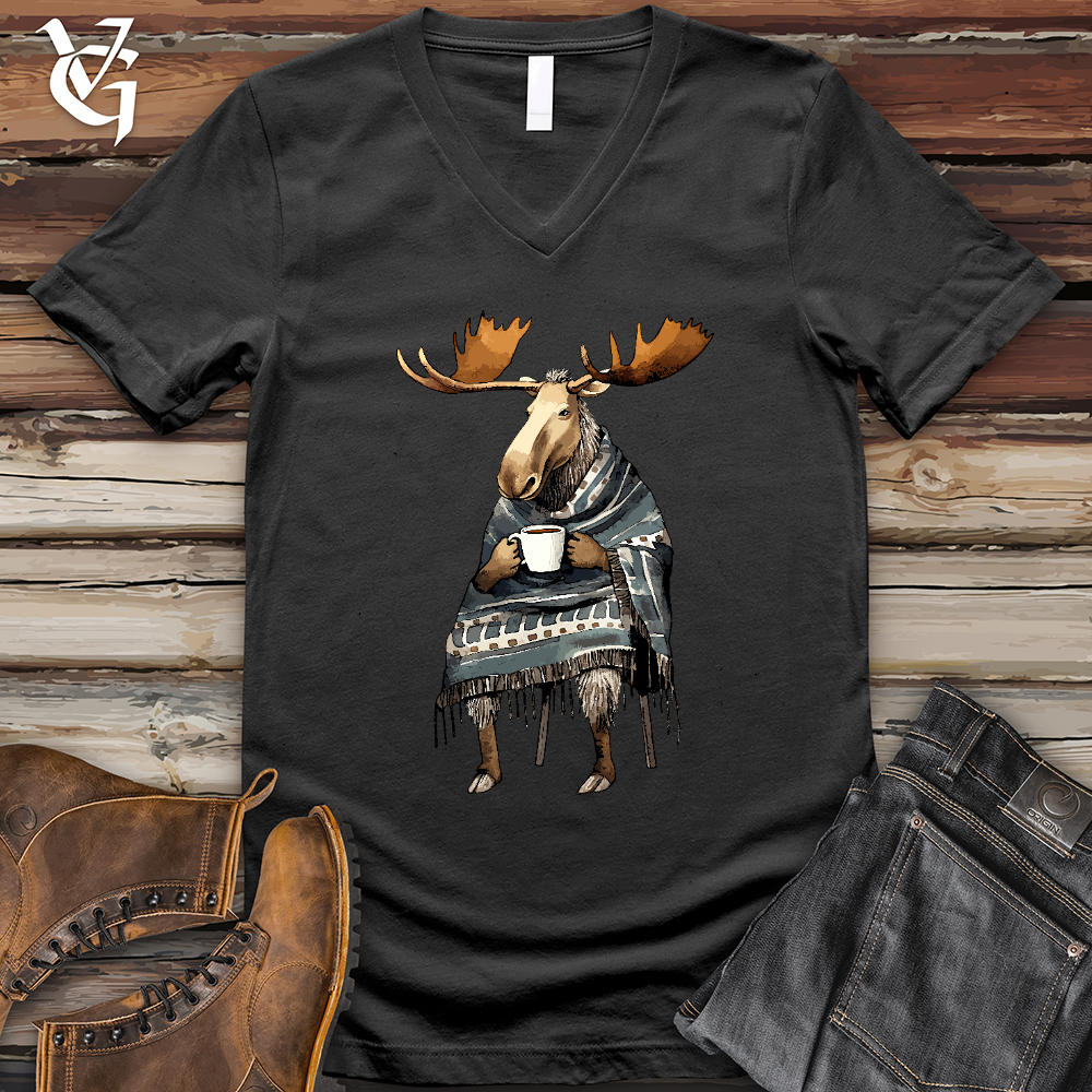 Coffee Drinking Moose V-Neck Tee