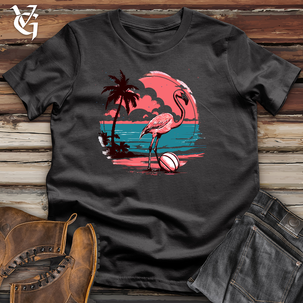 Flamingo Playing Volleyball Cotton Tee