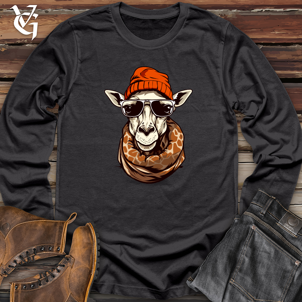 Vintage Giraffe Wearing Beanie Long Sleeve