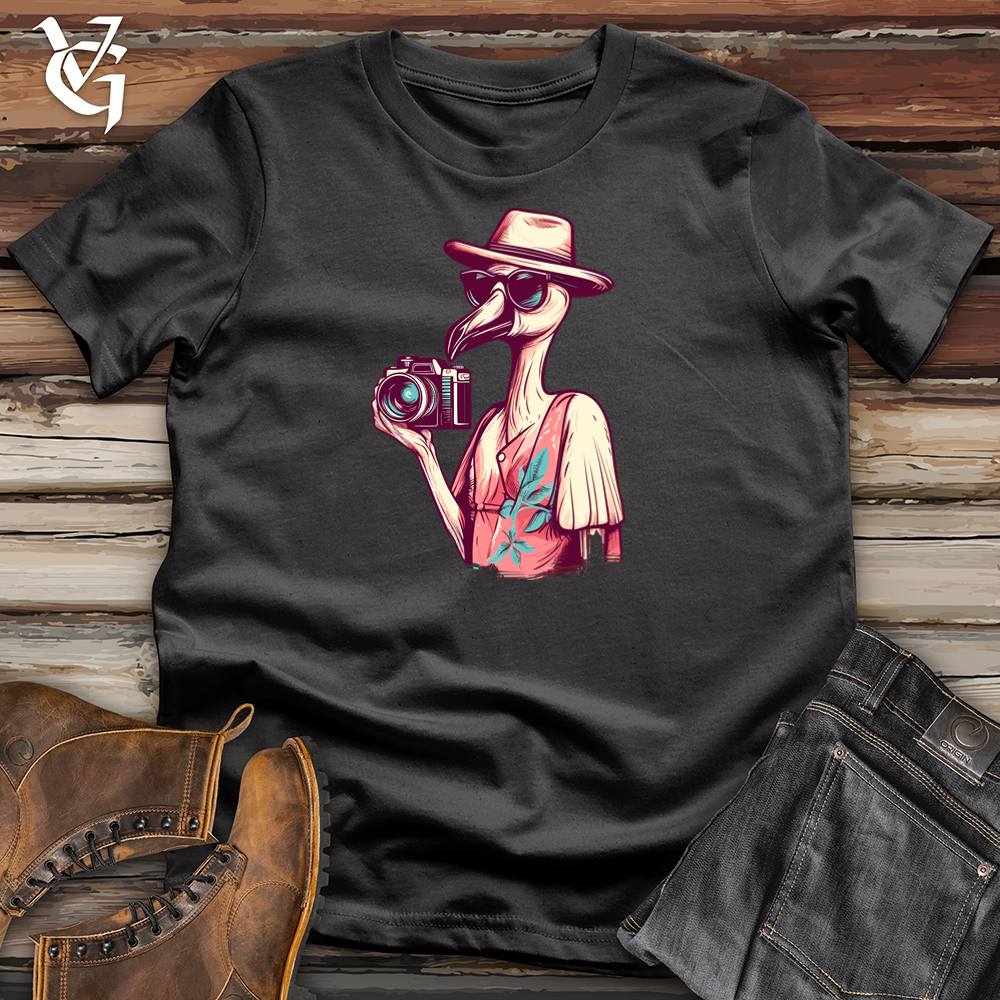 Retro Traveling Flamingo Cotton Tee