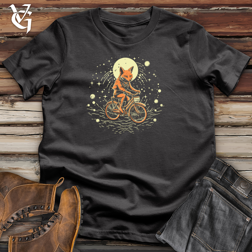 Retro Cosmic Bicycle Fox Cotton Tee