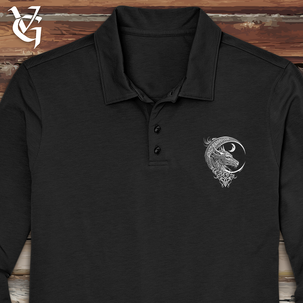 Celtic Dragon and Moon Long Sleeve Polo