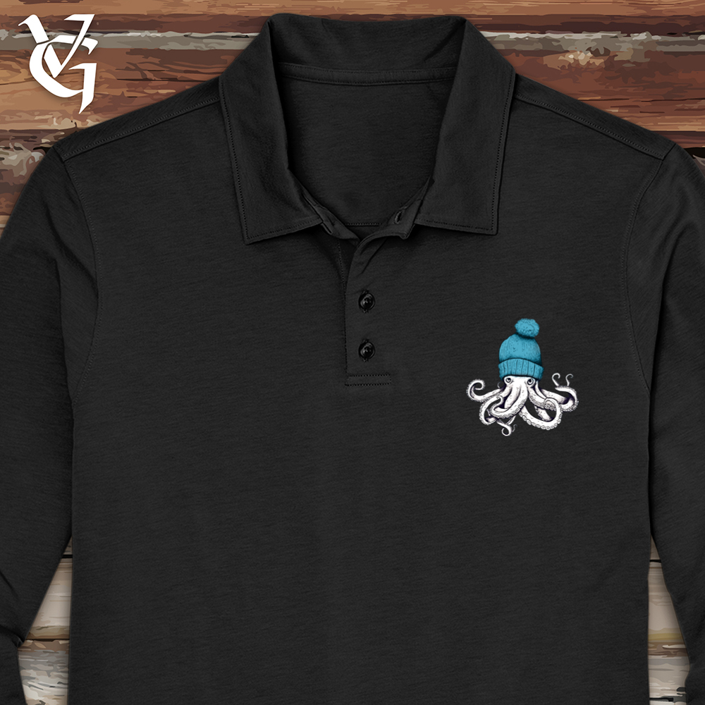 Octopus Wearing Beanie Long Sleeve Polo